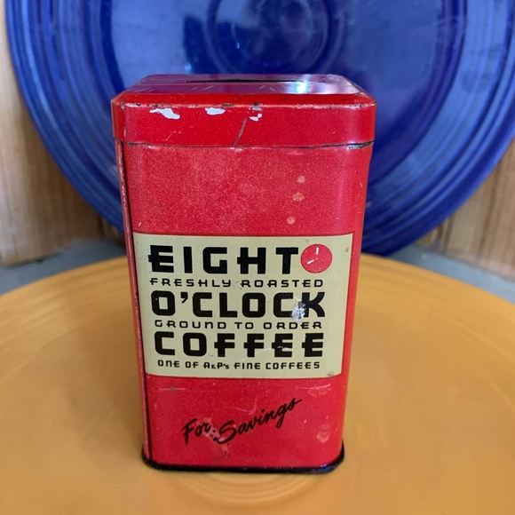 Eight O'Clock Coffee Red Tin Coin Bank - Picture 1 of 6